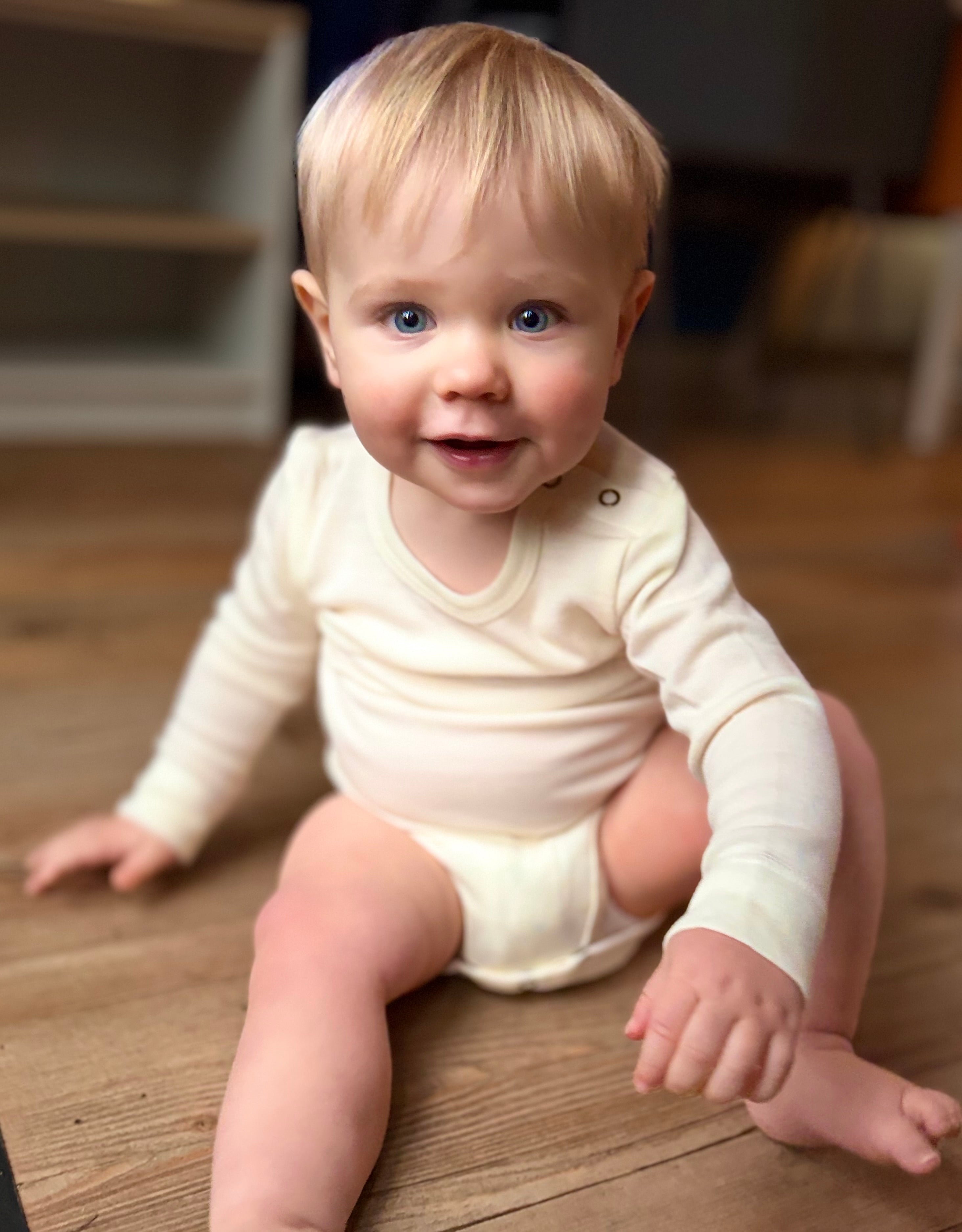 Lange mouwen romper merinowol naturel - Lille Barn