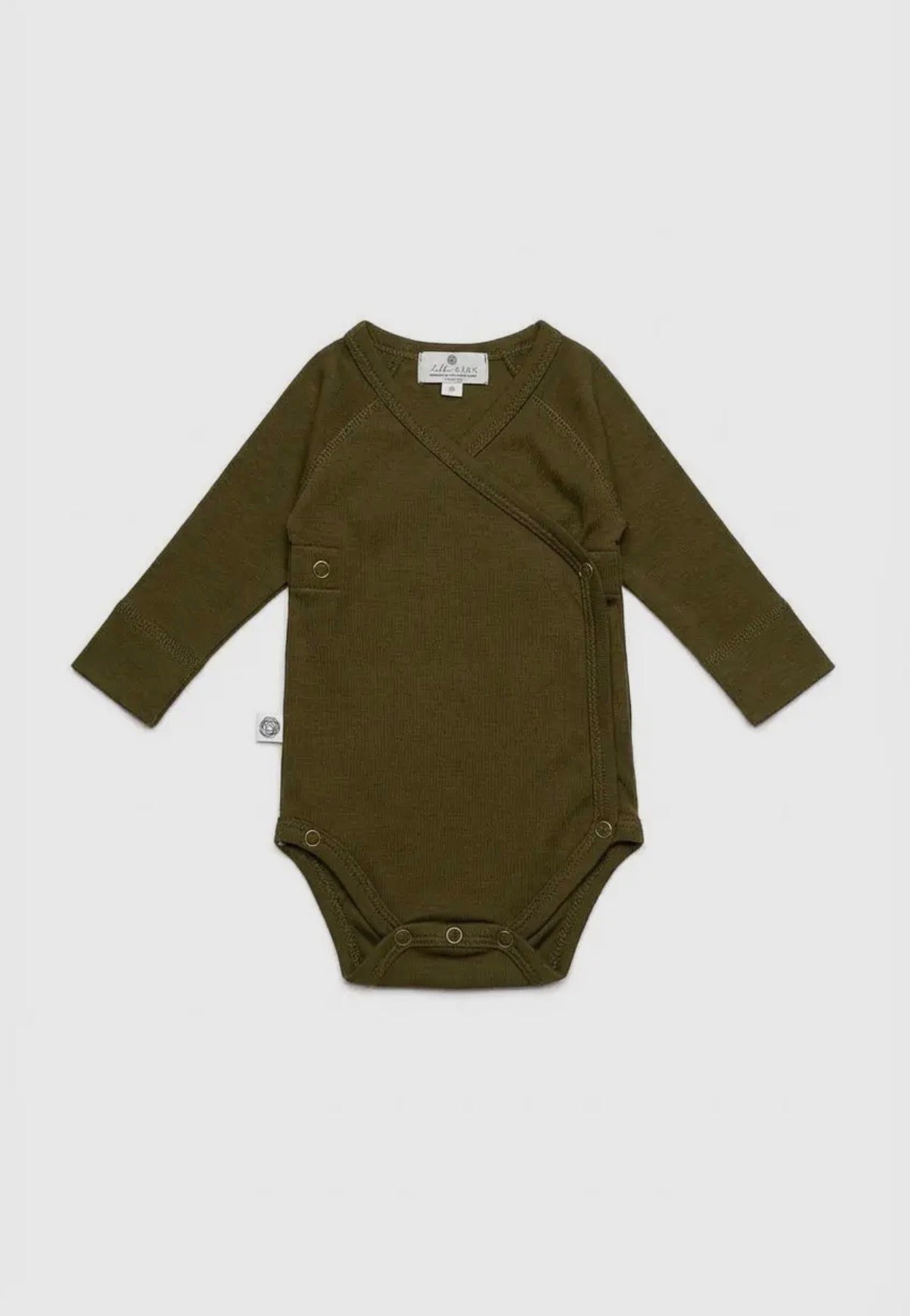 Overslagromper lange mouwen van merinowol groen - Lille Barn