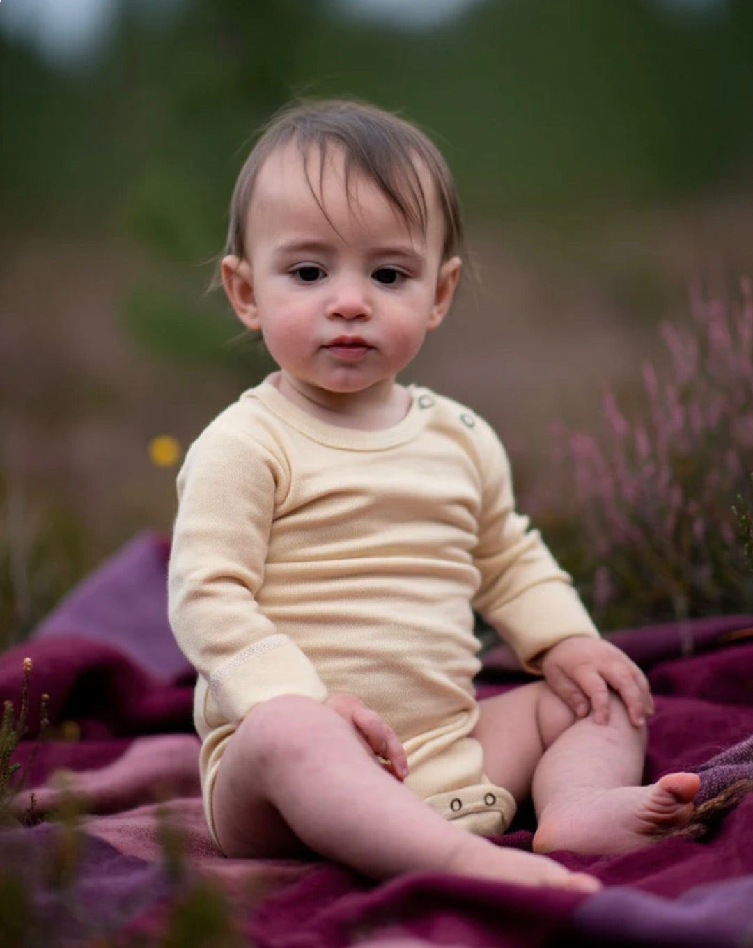 Lange mouwen romper merinowol naturel - Lille Barn
