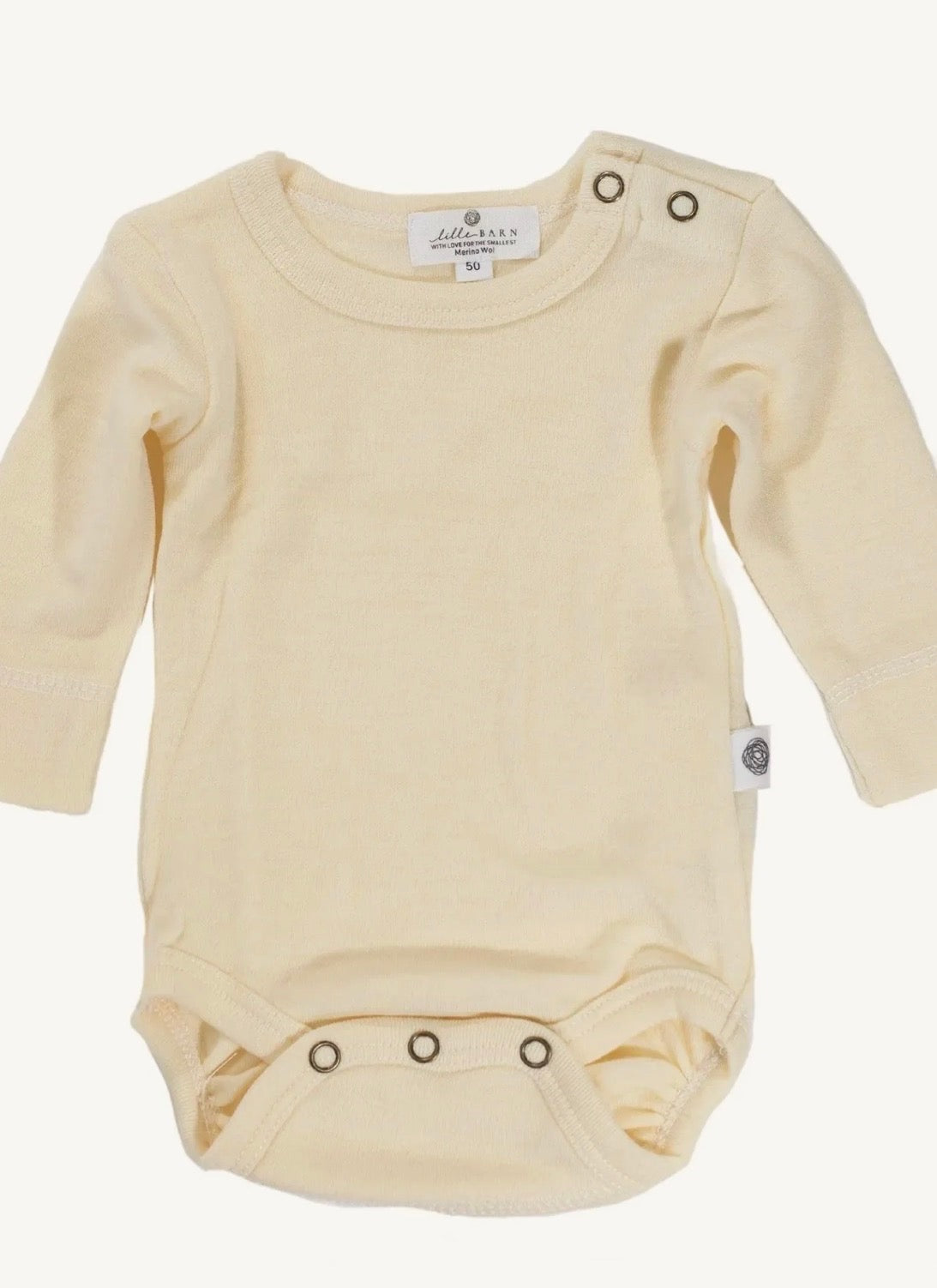 Lange mouwen romper merinowol naturel - Lille Barn