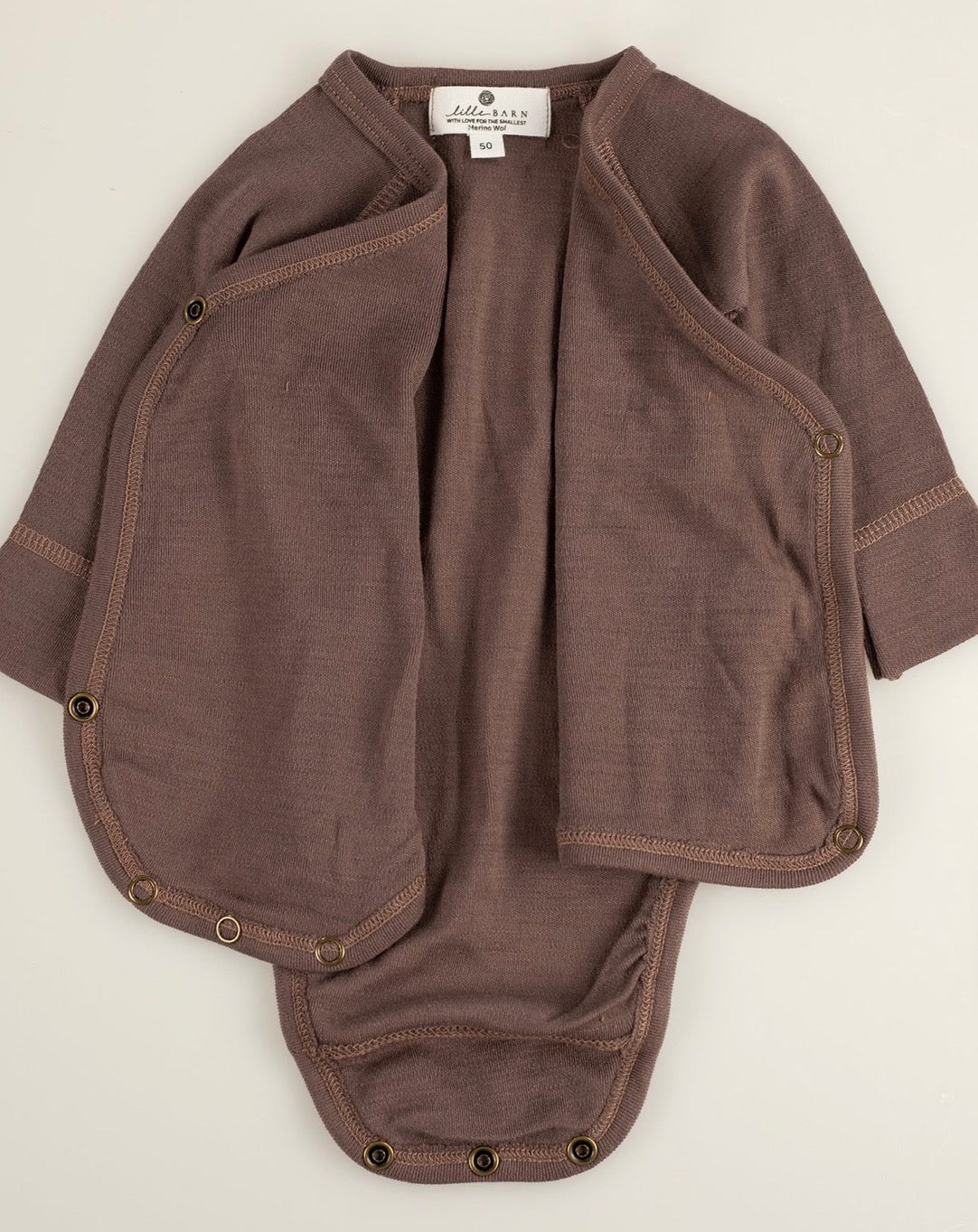 Overslagromper lange mouwen van merinwol - taupe - Lille Barn