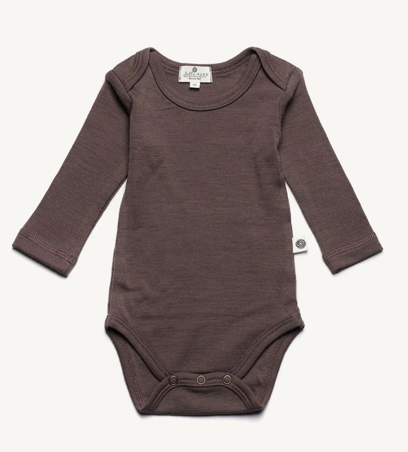 Lange mouwen romper merinowol taupe - Lille barn