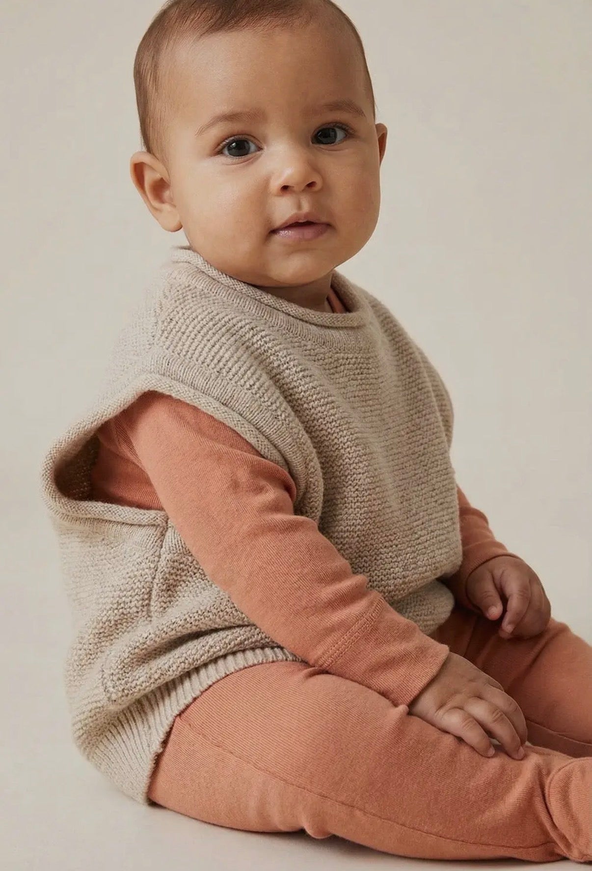 Gebreide spencer merinowol beige - Lille barn