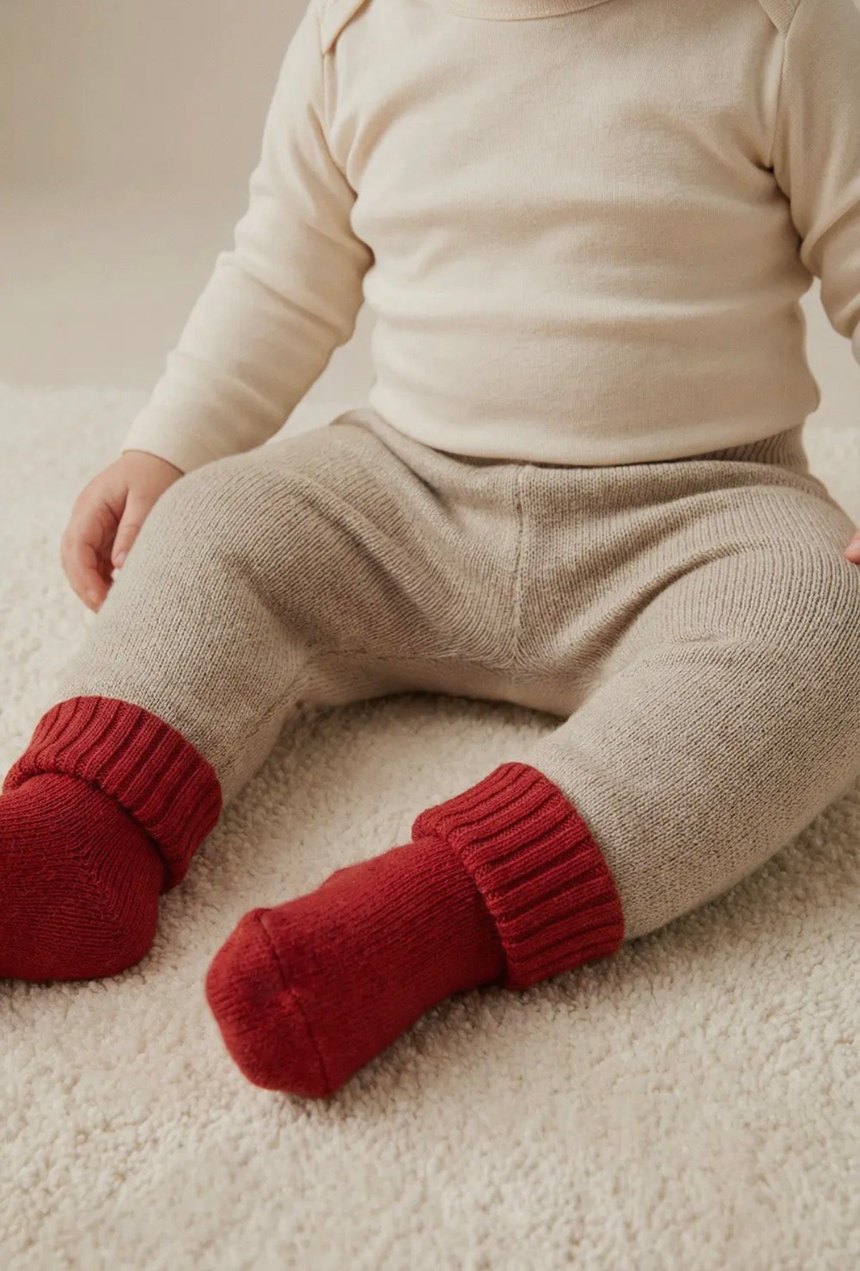 Gebreid broekje merinowol beige - Lille barn