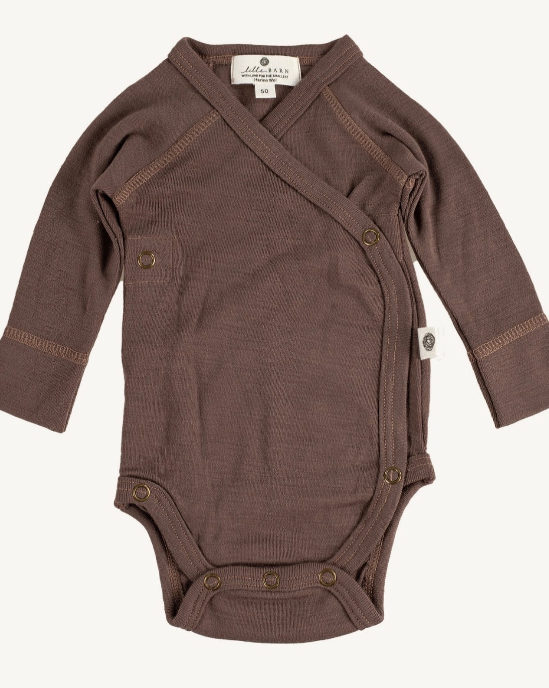 Overslagromper lange mouwen van merinwol - taupe - Lille Barn